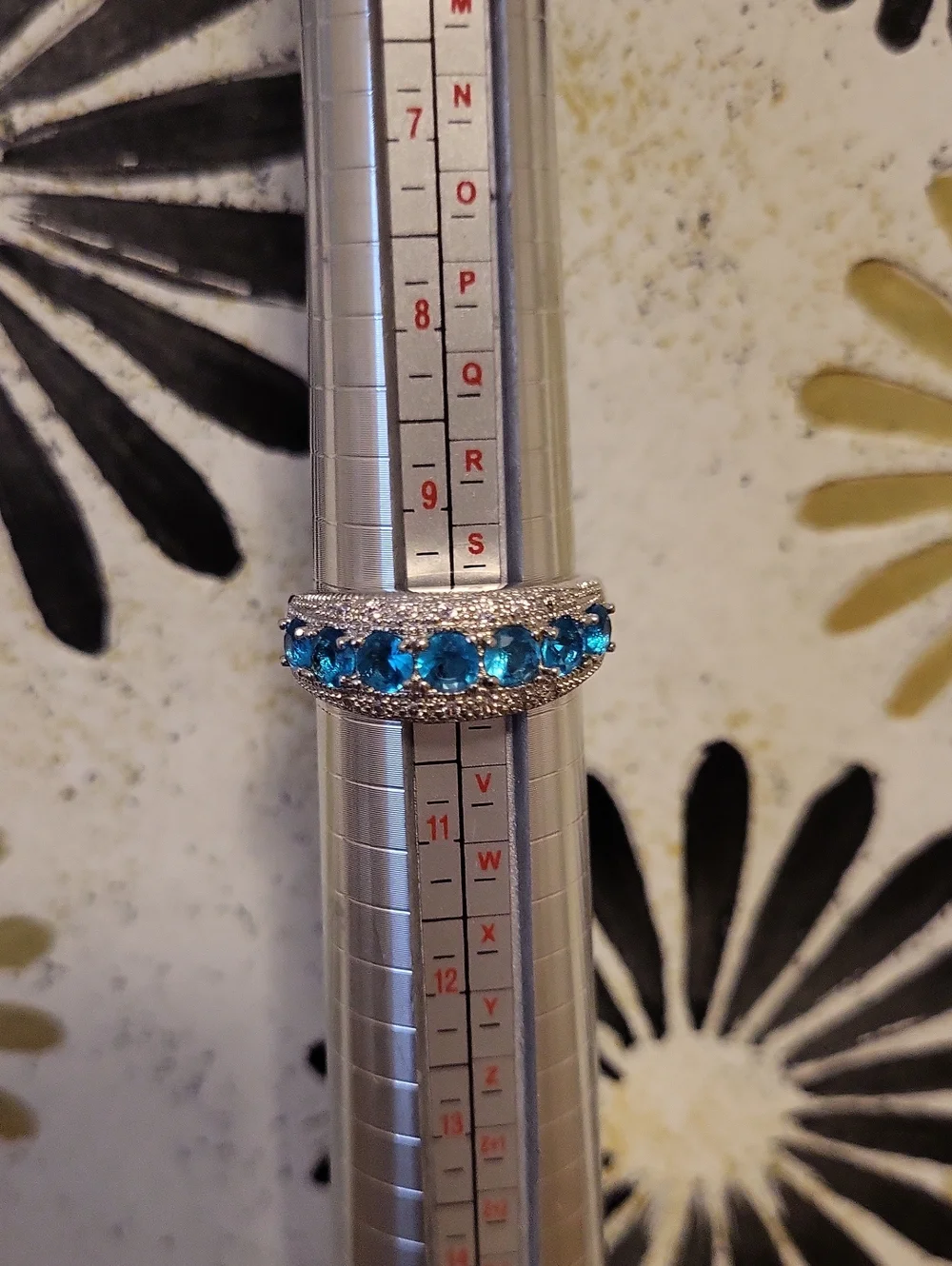 NWOT Sterling Silver CZ Turqoise Stones Band Ring